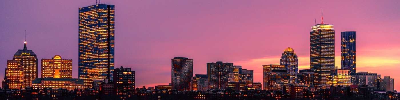 Boston skyline at sunset